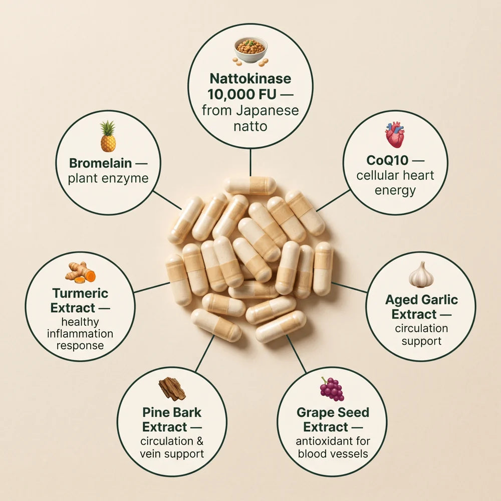 Support Healthy Arteries & Circulation with Nattokinase (10,000 FU)