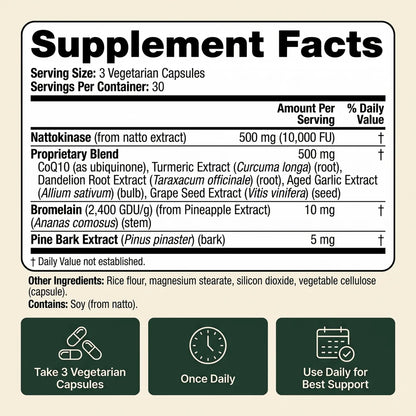 Support Healthy Arteries & Circulation with Nattokinase (10,000 FU)